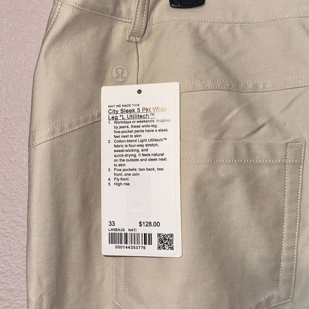 Lululemon City Sleek 5 Pocket Wide-Leg High-Rise Pant *Light Utilitech in Natura - Picture 4 of 8